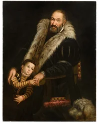 Portrait of a Gentleman and a Child with a Dog